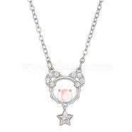 Constellation Rhinestone Pendant Necklace, Platinum Brass Star Necklace, Aries, 16.14~19.69 inch(41~50cm)(PW-WG94542-01)
