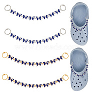 1 Set Alloy Enamel Butterfly with Evil Eye Link Shoe Decoration Chain, with Iron Loose Leaf Hinged Rings, Blue, 212~215mm, 2 colors, 2pcs/color, 4pcs/set(FIND-NB0004-12)