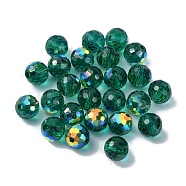 AB Color Plated Glass Beads, Faceted Round, Light Sea Green, 8x7mm, Hole: 1.5mm(EGLA-P059-02A-AB11)