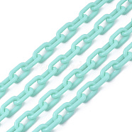 Opaque Acrylic Cable Chains, Oval, Turquoise, 13x8x2mm, 19.68 inch(50cm)/strand(SACR-N010-002D)
