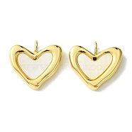 Ion Plating(IP) 304 Stainless Steel Pave Shell Heart Charms, Valentine's Day, Real 14K Gold Plated, 14x15x3mm, Hole: 2.5mm(FIND-Z028-20G)