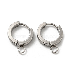201 Stainless Steel Huggie Hoop Earrings Findings, with Vertical Loop, with 316 Surgical Stainless Steel Earring Pins, Ring, Stainless Steel Color, 13x3mm, Hole: 2.7mm, Pin: 1mm(STAS-A167-01M-P)