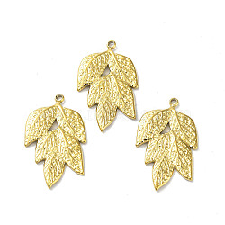304 Stainless Steel Pendants, Leaf Charm, Golden, 25x15x1.5mm, Hole: 1.4mm(STAS-A168-08G)