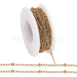 10M 304 Stainless Steel Satellite Chains, Decorative Chains, Soldered, with Spool, Real 18K Gold Plated, 2x1.5mm, 2mm(CHS-CN0001-01)