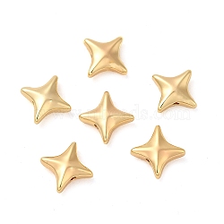 Brass Beads, Star, Real 18K Gold Plated, 7x7x3mm, Hole: 1mm(KK-M270-12G)