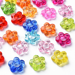 Transparent Acrylic Bead Frames, Flower, Mixed Color, 13x13x4mm, Hole: 2.5mm, Inner Measure: 5mm(X-MACR-S373-55B)
