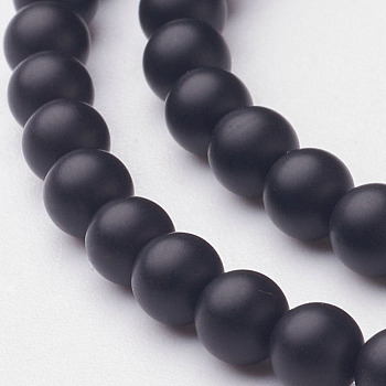 Chapelets de perles perles en agate noire naturelle, Grade a, mat, ronde, teints et chauffée, 4mm, Trou: 1mm, Environ 95 pcs/chapelet, 15.5 pouce