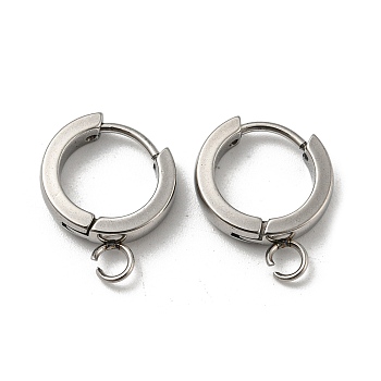 201 Stainless Steel Huggie Hoop Earrings Findings, with Vertical Loop, with 316 Surgical Stainless Steel Earring Pins, Ring, Stainless Steel Color, 13x3mm, Hole: 2.7mm, Pin: 1mm