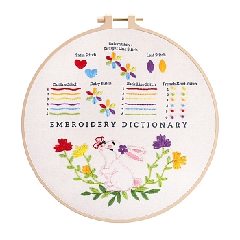 DIY Embroidery Kit, including Embroidery Needles & Thread, Linen Cloth, Rabbit, 290x290mm