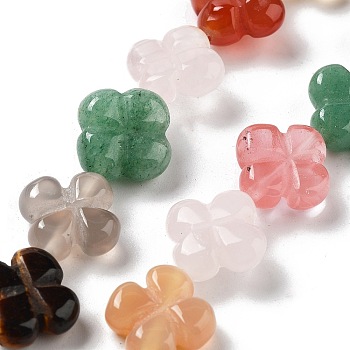 Natural & Synthetic Mixed Gemstone Beads Strands, 4-Petal Flower, 14x14x5.5mm, Hole: 1.2mm, about 15pcs/strand, 7.87''(20cm)