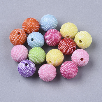 Craft Style Acrylic Beads, Round, Mixed Color, 9mm, Hole: 1.5mm, about 1136pcs/500g