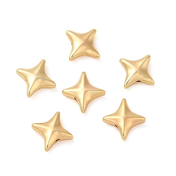 Brass Beads, Star, Real 18K Gold Plated, 7x7x3mm, Hole: 1mm