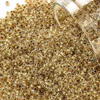 TOHO Round Seed Beads, Japanese Seed Beads, (751) 24K Gold Lined Opal, 15/0, 1.5mm, Hole: 0.7mm, about 3000pcs/10g
