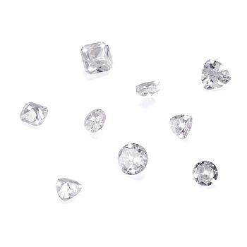 Jewelry 60Pcs 3 Style Cubic Zirconia Beads & Cabochons, Faceted, Mix-shaped, Clear, 20pcs/style