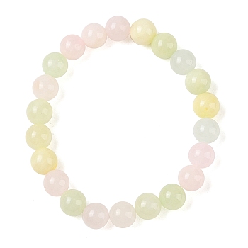 Natural Green Jade(Dyed) Round Beaded Stretch Bracelets, Colorful, Inner Diameter: 1-7/8 inch(4.9cm), 8mm