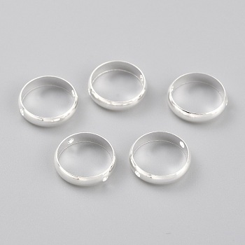 Brass Beads Frames, Long-Lasting Plated, Round Ring, 925 Sterling Silver Plated, 12x3mm, Hole: 1.2mm