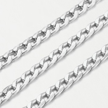 Aluminium Twisted Chains Curb Chains, Unwelded, Silver, 7x4x1.5mm