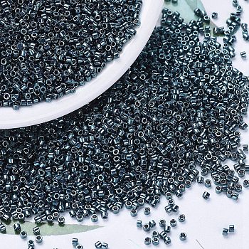 MIYUKI Delica Beads, Cylinder, Japanese Seed Beads, 11/0, (DB0451) Galvanized Dark Steel Blue, 1.3x1.6mm, Hole: 0.8mm, about 2000pcs/10g
