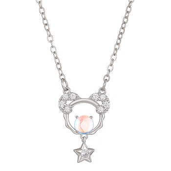 Constellation Rhinestone Pendant Necklace, Platinum Brass Star Necklace, Aries, 16.14~19.69 inch(41~50cm)