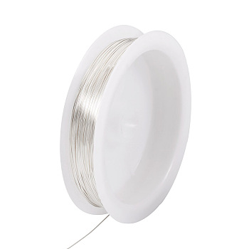 Copper Wire, Round, for Jewelry Making, Silver, 26 Gauge, 0.4mm, about 124.67 Feet(38m)/Roll