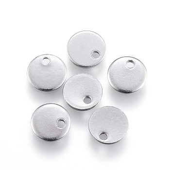 304 Stainless Steel Charms, Flat Round, Stamping Blank Tag, Stainless Steel Color, 4x0.5mm, Hole: 0.7mm