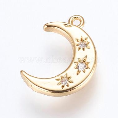 Golden Clear Moon Brass+Cubic Zirconia Charms