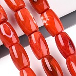 Dyed Natural Agate Beads Strands, Barrel, Orange Red, 18~20x11mm, Hole: 0.9~1mm, about 20pcs/strand, 14.96''(38cm)(G-T144-34)