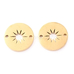 304 Stainless Steel Links Connectors, Flat Round with Star, Golden, 10x1.2mm, Hole: 1mm(STAS-O142-68G)