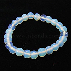 Opalite Stretch Bracelets, with Elastic Cord, White, 55mm(BJEW-G073-9)