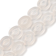 Natural White Agate Beads Strands, Hollow Flat Oval, Number Zero Beads, 12x10x3.5~4mm, Hole: 1.2mm, about 20pcs/strand, 9.61''(24.4cm)(G-M439-A18-01)