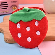 Fruit Pattern Plush Wallet Pocket, Coin Purse with Zipper, Mini Pouch Purse, Strawberry Pattern, 12x11x1cm(KEYC-PW0008-006G)