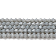 Opaque Solid Color Imitation Jade Glass Beads Strands, Faceted, Bicone, Gray, 4x4mm, Hole: 0.8mm, about 87~98pcs/strand, 12.76~14.61 inch(32.4~37.1cm)(GLAA-F029-P4mm-14)