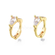 Clear Cubic Zirconia Teardrop Hoop Earrings, Brass Jewelry for Women, Nickel Free, Real 18K Gold Plated, 10x12x4mm, Pin: 0.8mm(EJEW-G322-02G)