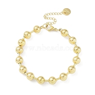 8mm Round 304 Stainless Steel Beaded Bracelets for Women, Real 18K Gold Plated, 7-3/8 inch(18.8cm)(BJEW-C071-05A-G)