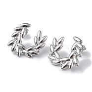 304 Stainless Steel Olive Branch Wreath Stud Earrings for Women, Stainless Steel Color, 22x23mm, Pin: 0.7mm(EJEW-I284-02P)