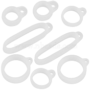60Pcs 4 Style Silicone Pendant, for Electronic stylus & Lighter Making, Ring/Oval, Clear, 16~46x8~24.5x6~7mm, Hole: 2.5~3mm, Inner Diameter: 8~20.5mm, 15pcs/style(SIL-CP0001-08)