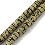 Electroplated Natural Lava Rock Beads Strands, Column, Golden Plated, 4~4.5x2~2.5mm, Hole: 1mm, about 154pcs/strand, 16.54''(42cm)(G-Z032-J03-11D)