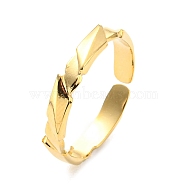 304 Stainless Steel Rhombus Open Cuff Ring for Women, Real 14K Gold Plated, Inner Diameter: 17mm(RJEW-C016-10G)