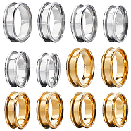 12Pcs 12 Styles 304 Stainless Steel Grooved Finger Ring Settings, Ring Core Blank, for Inlay Ring Jewelry Making, Golden & Stainless Steel Color, US Size 6 1/2~13(16.9~22.2mm), 1Pc/style(RJEW-SC0001-03)