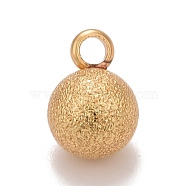 Brass Ball Charms, Textured, Round, Cadmium Free & Nickel Free & Lead Free, Long-Lasting Plated, Real 18K Gold Plated, 11.5x8mm, Hole: 2mm(KK-M229-73B-G)