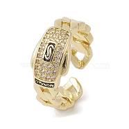 Brass Adjustable Rings, with  Cubic Zirconia, Real 18K Gold Plated, Inner Diameter: 17.6mm(RJEW-K257-89G)
