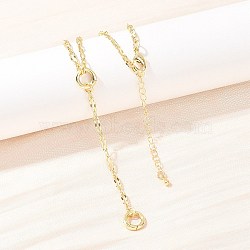 Brass Wavy Oval Link Chain Y Lariat Necklaces, with Spring Gate Rings, Long-Lasting Plated, Rack Plating, Lead Free & Cadmium Free, Real 18K Gold Plated, 16.93 inch(43cm)(NJEW-H087-01G)