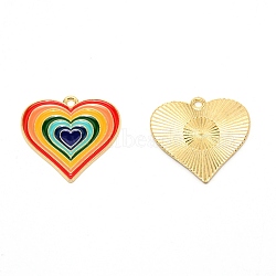 Heart Alloy Enamel Pendants, Light Gold, Colorful, 28x29x1mm, Hole: 2mm(ENAM-TAC0016-01A)