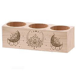 3 Hole Wood Candle Holders, Rectangle, 5.5x15x4.5cm(DIY-WH0375-004)