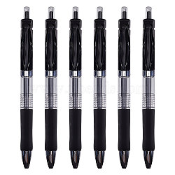 Plastic Press Roller Ball Pens, Automatic Gel Pens, 0.5mm Extra Fine Point Writing Pen, Black, 150x16x11mm(AJEW-WH0329-70A)