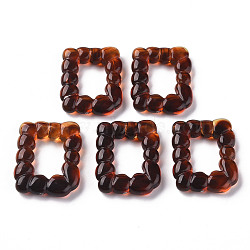 Transparent  Resin Pendants, Imitation Gemstone, Rectangle, Coconut Brown, 31x24.5x5.5mm, Hole: 1.4mm(CRES-S360-05-B04)