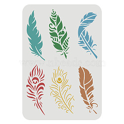 Plastic Reusable Drawing Painting Stencils Templates, for Painting on Fabric Tiles Floor Furniture Wood, Rectangle, Feather Pattern, 297x210mm(DIY-WH0202-388)