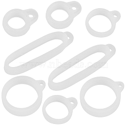 60Pcs 4 Style Silicone Pendant, for Electronic stylus & Lighter Making, Ring/Oval, Clear, 16~46x8~24.5x6~7mm, Hole: 2.5~3mm, Inner Diameter: 8~20.5mm, 15pcs/style(SIL-CP0001-08)