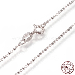 Rhodium Plated 925 Sterling Silver Ball Chain Necklaces, with Spring Ring Clasps, Platinum, 17.7 inch(45cm), 1.2mm(STER-L059-14P)