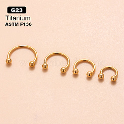 G23 Titanium Hoop Nose Rings, C-Shaped, Golden, 10mm, Pin: 1.2mm, Head: 3mm(WGCC61E-01)